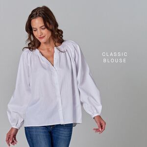 Tucker NYC Classic Blouse Tucker White in Lightweight Cotton Classic Button Down